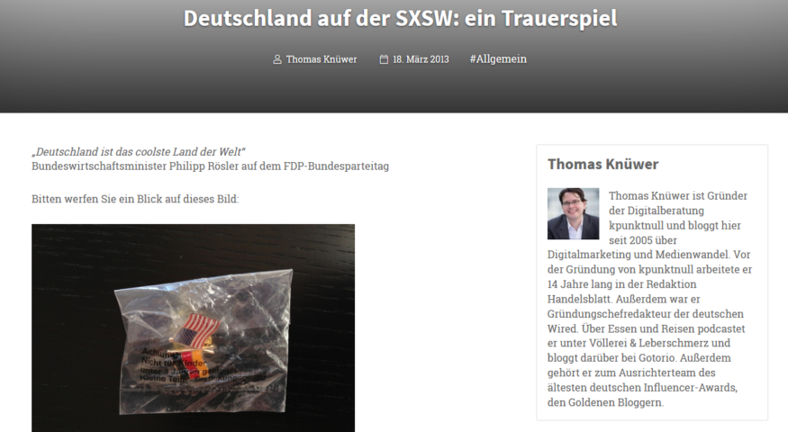 Artikelbild für: Messeblamage auf deutsch: Deutschland auf der Digitalkonferenz SXSW in den USA