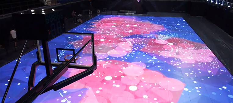 Artikelbild für: Sportevents: Basketball Spielfeld mit LED Boden und Motion Tracking als Trainingshilfe