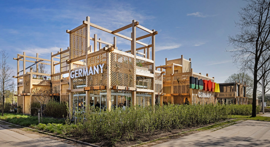 Deutscher Pavillon auf der Floriade 2022 - eine modulare, begrünte Holzbau